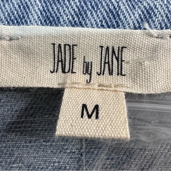 Really HAPPY Distressed Denim Jacket size Medium by designer Jade by Jane - Picture 4 of 6
